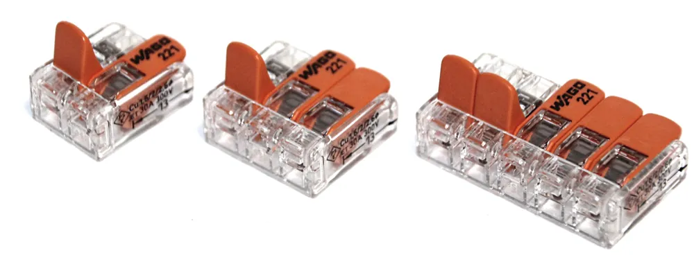 Online Kaufen Wago 221-6 Klemmen SET 15x 221-612, 221-613, 221-615 - Kabel Draht Verbinder in der wiederverschließbaren Box - Original