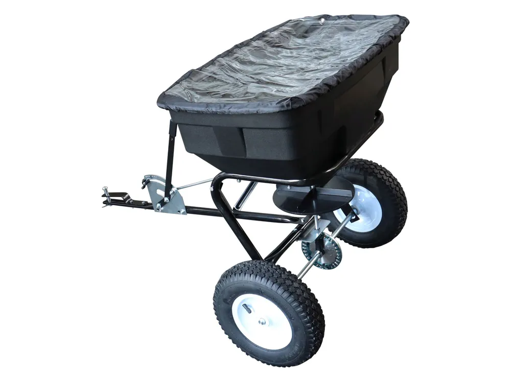 Must-Have Anhängestreuer Salzstreuer Düngerstreuer 56KG passend für EK Powertrac Rasentraktor