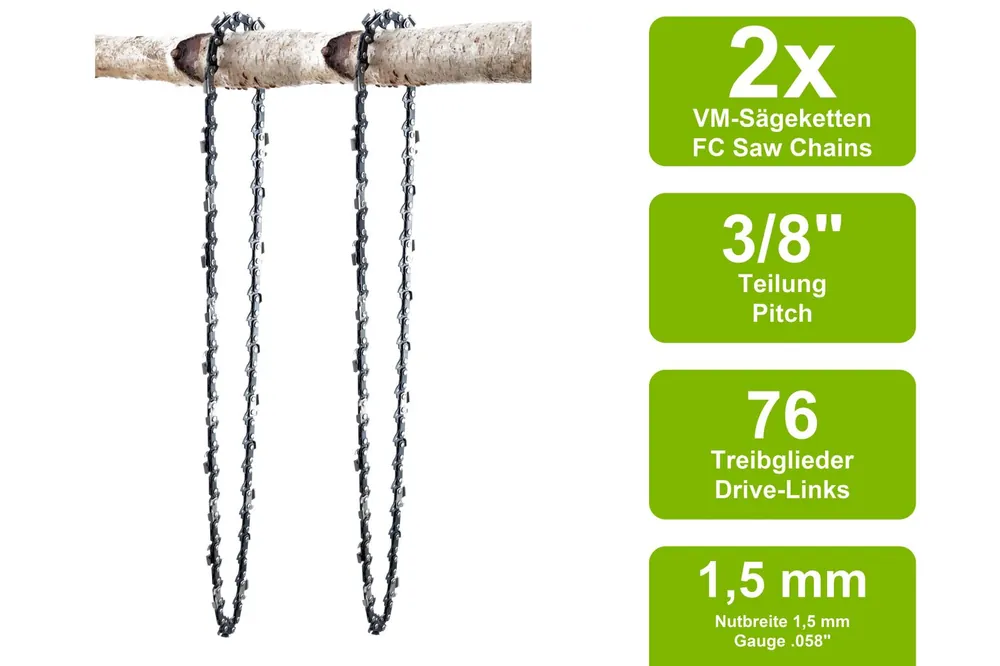2 Sägeketten VM passend für Jonsered 670 55cm 3/8 76TG 1,5mm Mega-Angebot